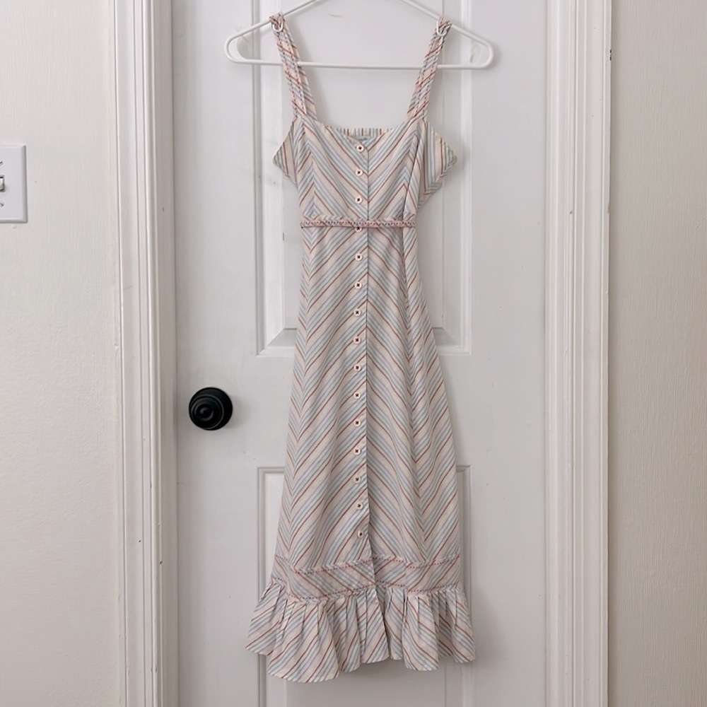 Anthropologie Odille midi/long rainbow-striped dress, size 2